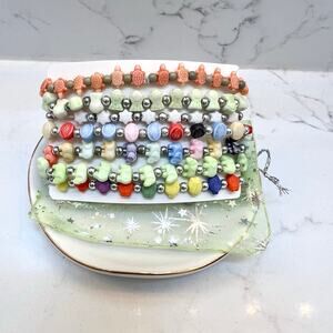 7 mini beaded stretch bracelets stacking bracelets